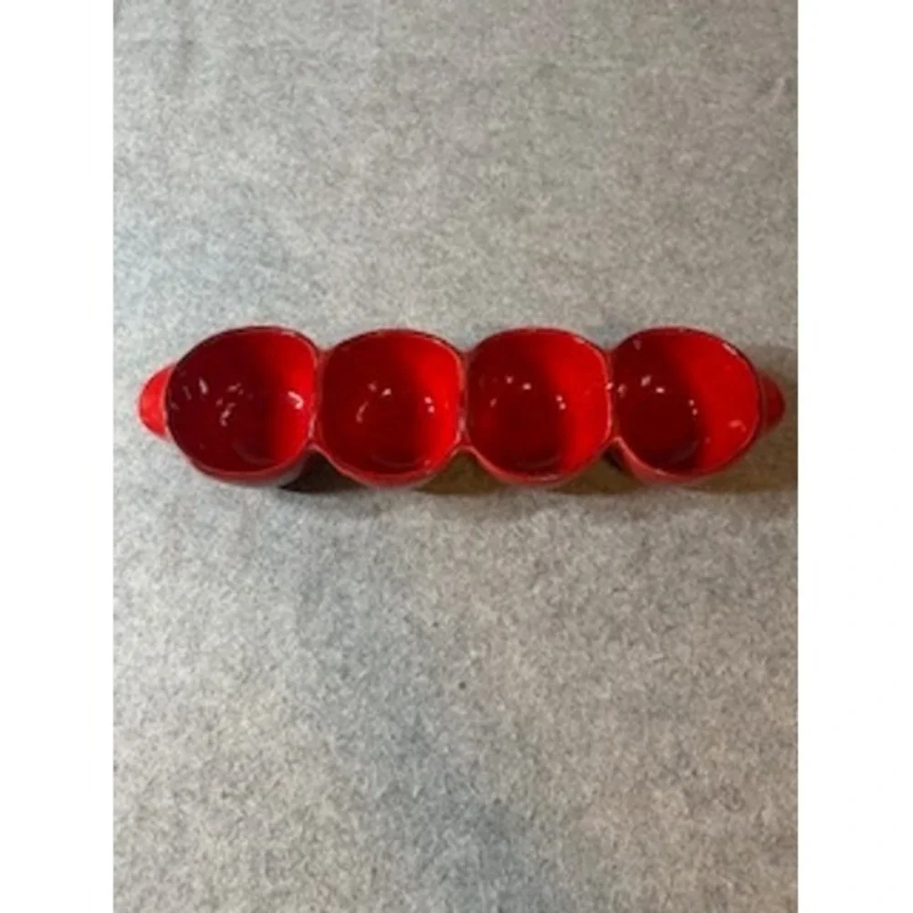 Ceramiche Virginia Italy Red Ceramic 4 Compartment Condiment Server Bowl 17in
